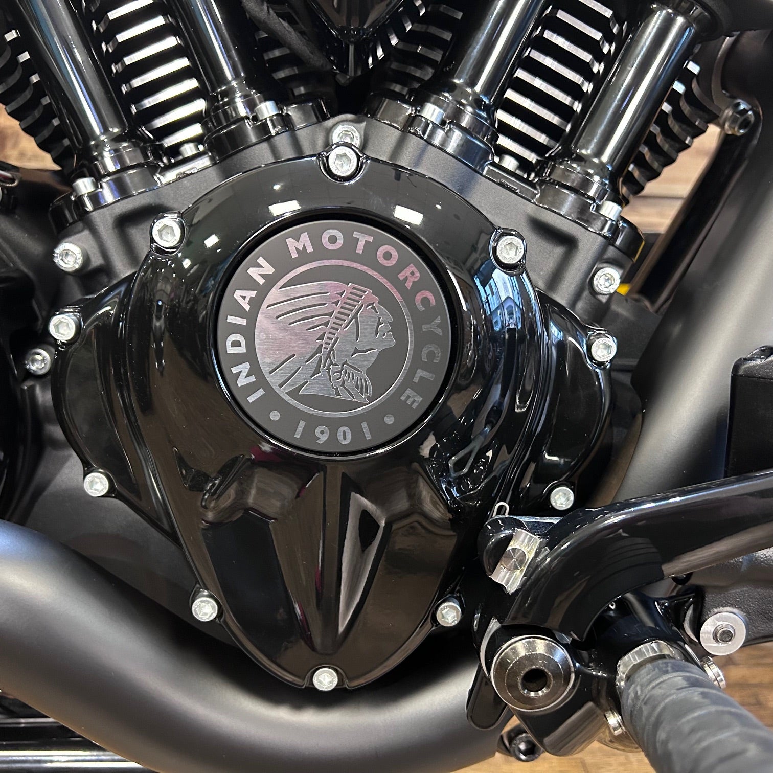 Close-up of an Indian Motorcycle engine