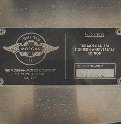 Morgan Motor Company plaque celebrating their 80th anniversary with edition number 53/80.