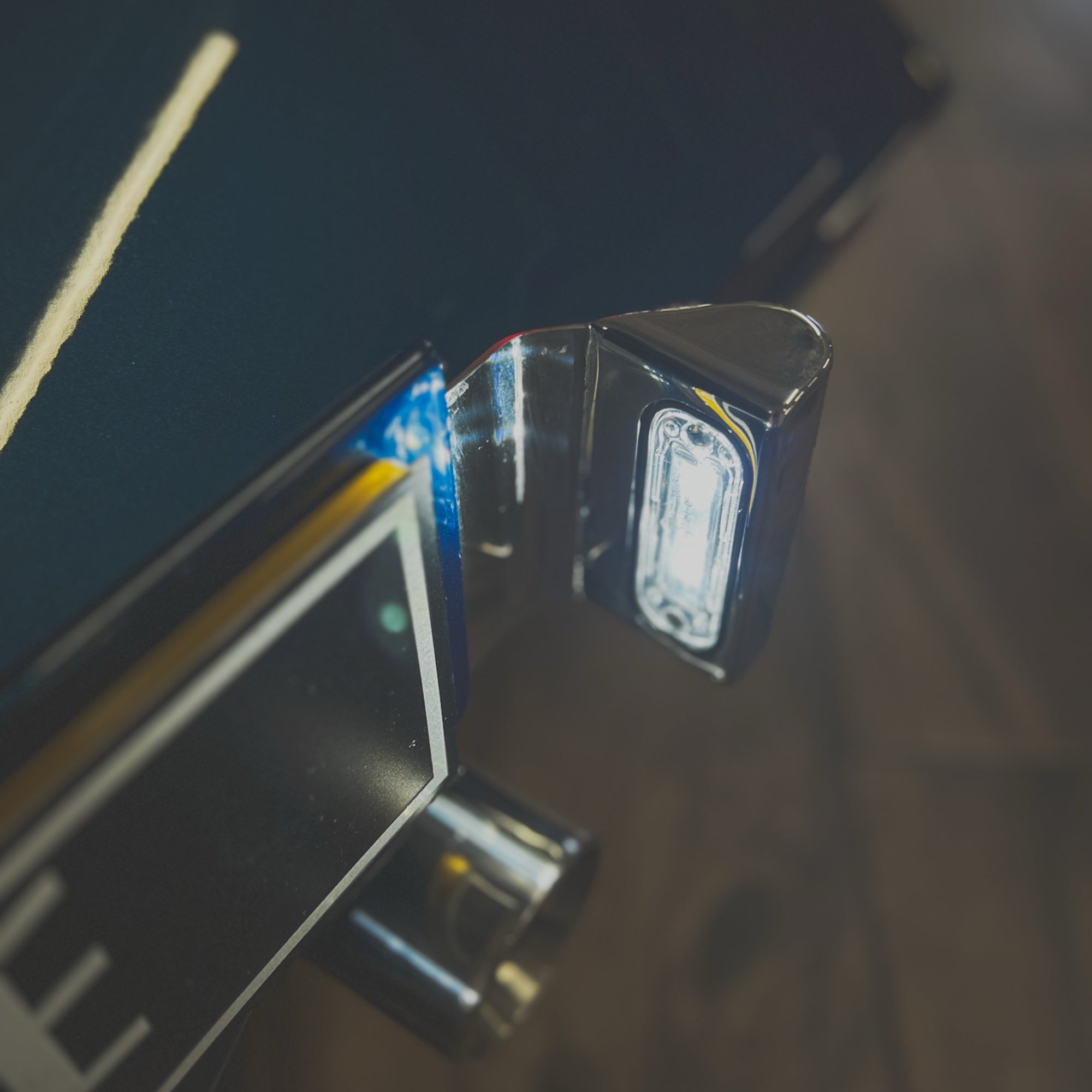 Close-up of a metallic object with reflective surface