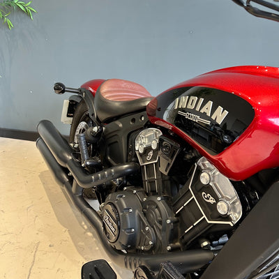 Red Indian motorcycle with a clear background