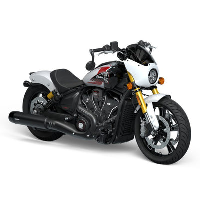 2025 Indian 101 Scout - Sunset Red Metallic with Graphics or Ghost White Metallic with Graphics