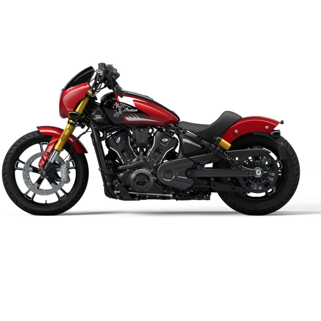 2025 Indian 101 Scout - Sunset Red Metallic with Graphics or Ghost White Metallic with Graphics