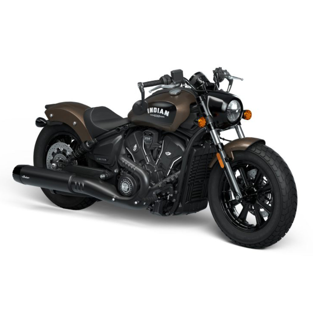 2025 Indian Scout Bobber Limited + Tech - Black Smoke or Spirit Blue Metallic or Nara Bronze Metallic