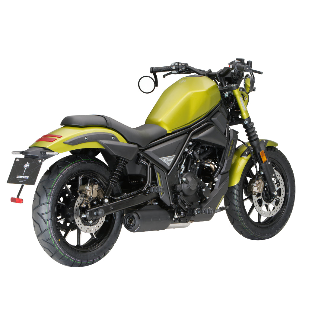 Yellow and black motorcycle on a white background