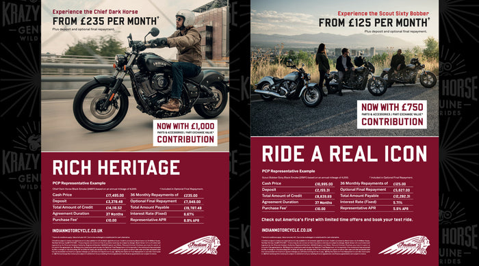 An Indian Scout Bobber Sixty for £125 a month*