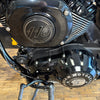 Close-up of a motorcycle engine with '116 Cubic Inches' and 'Indian Motorcycle' branding.