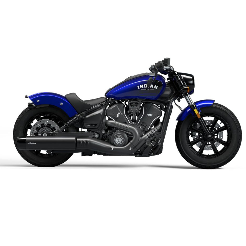 2025 Indian Scout Bobber Limited + Tech - Black Smoke or Spirit Blue Metallic or Nara Bronze Metallic