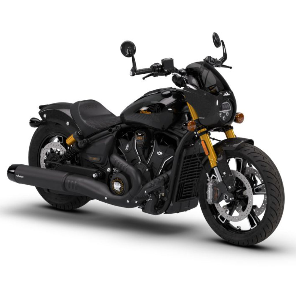 2026 Indian Scout 101 limited + tech - Black Crystal with Super Graphite, Sunset Red Metallic with Graphics